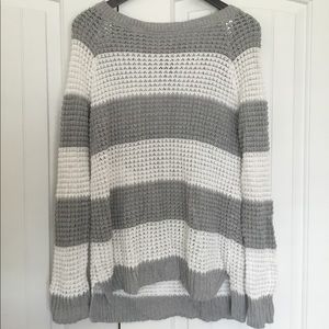 Grey and White Striped Sweater